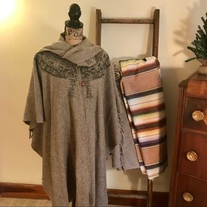 Vintage wool plus size cape with Aztec features.